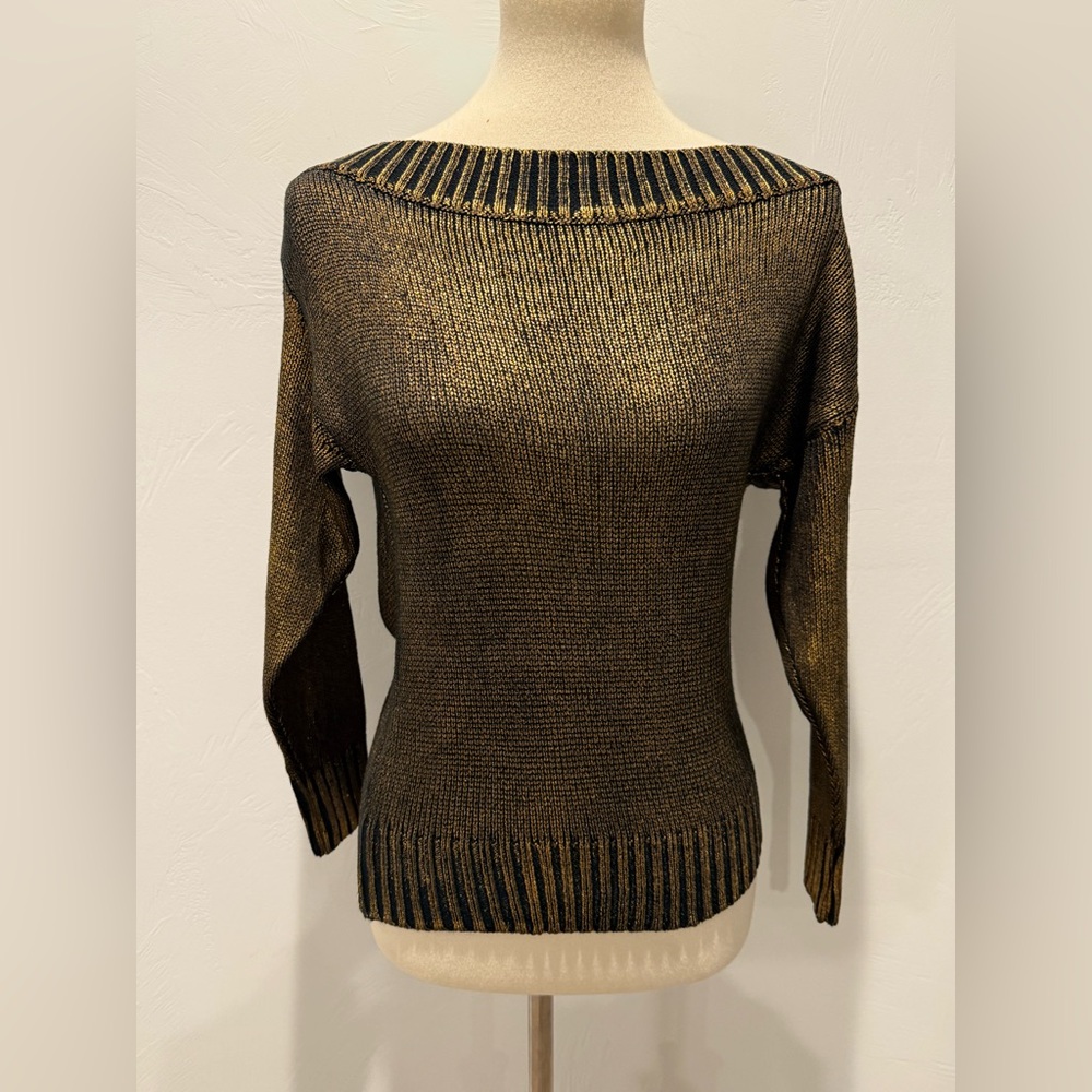 superdown Metallic Off-the-Shoulder Marla Sweater in Copper - Picture 2 of 7